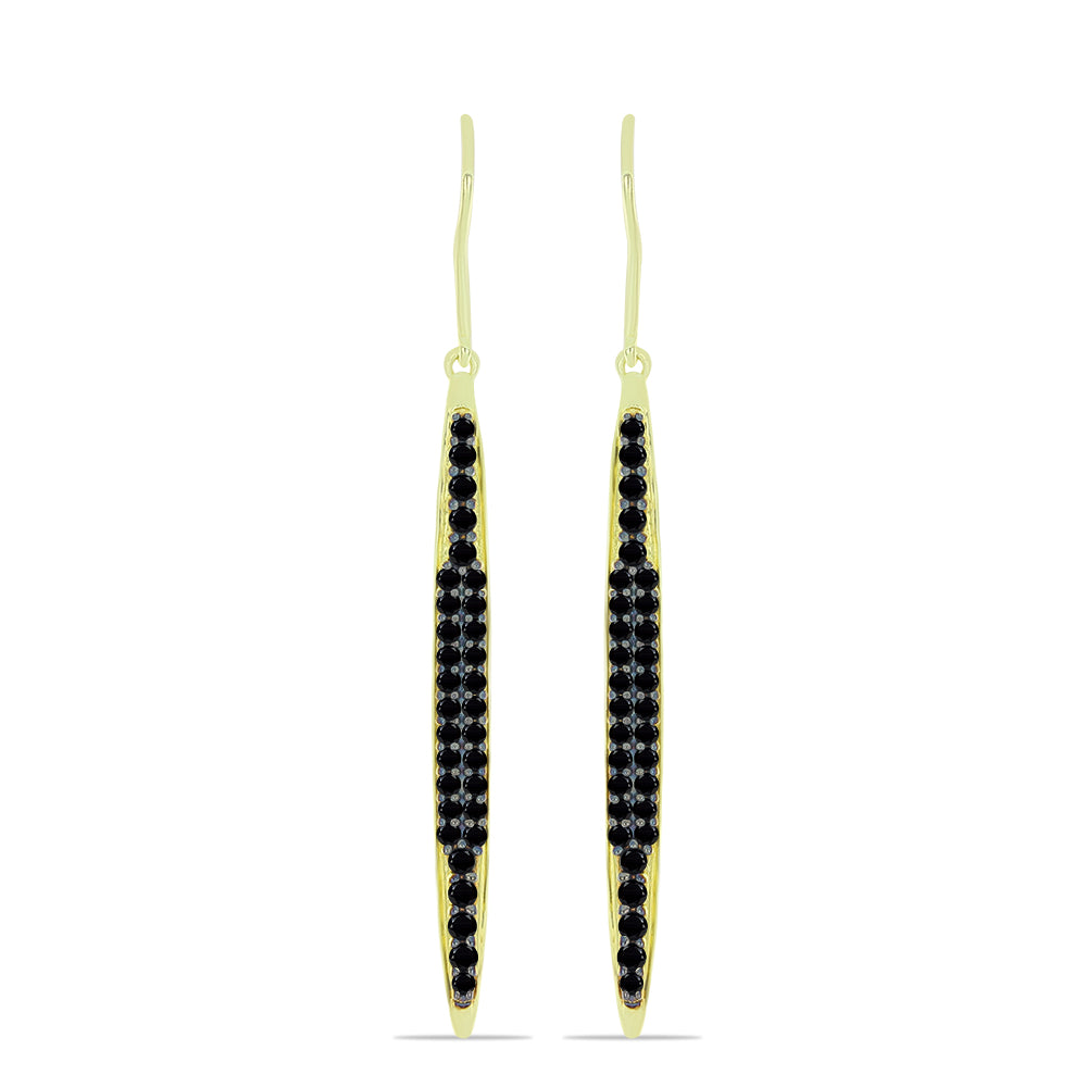 Cercei din Argint 925 Placat cu Aur ( 4.3 grame ) cu Spinel Negru 1.52 Carate 1 