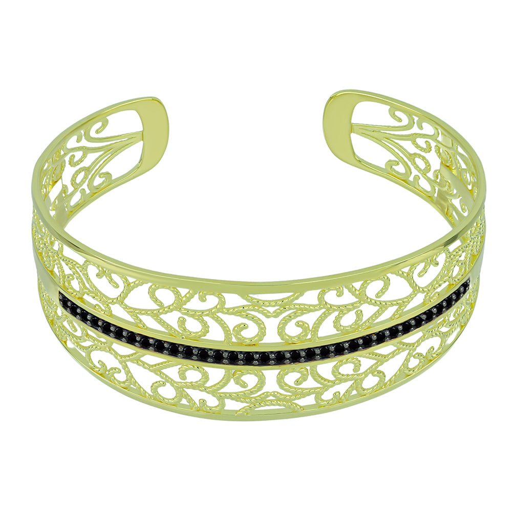 Brățară din Argint 925 Placat cu Aur ( 21.11 grame ) cu Spinel Negru 1.28 Carate 1 