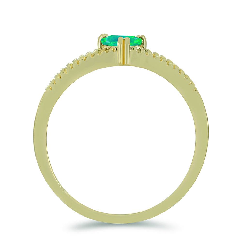 Inel din Argint 925 Placat cu Aur ( 2.29 grame ) cu Opal Verde Etiopian Lega Dembi 0.25 Carate