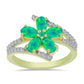 Inel din Argint 925 Placat cu Aur ( 3.12 grame ) cu Opal Verde Etiopian Lega Dembi și Topaz Alb 1.03 Carate