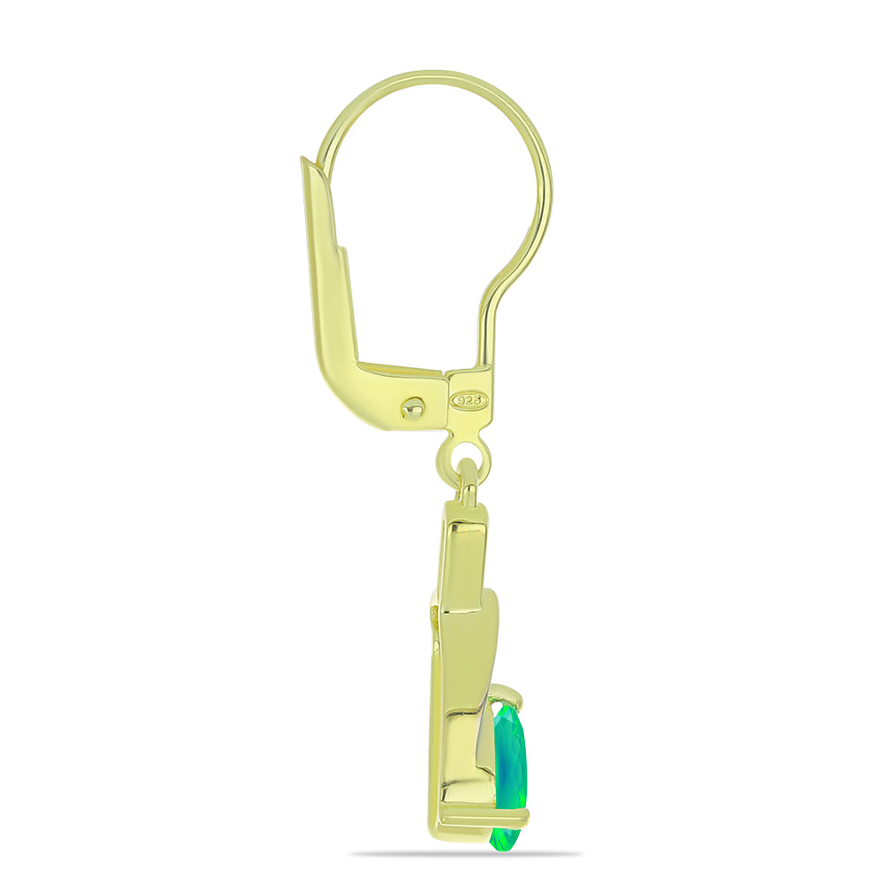 Cercei din Argint 925 Placat cu Aur ( 2.19 grame ) cu Opal Verde Etiopian Lega Dembi și Topaz Alb 0.49 Carate 2 
