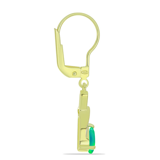 Cercei din Argint 925 Placat cu Aur ( 2.19 grame ) cu Opal Verde Etiopian Lega Dembi și Topaz Alb 0.49 Carate