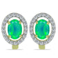 Cercei din Argint 925 Placat cu Aur ( 2.6 grame ) cu Opal Verde Etiopian Lega Dembi și Topaz Alb 1.36 Carate