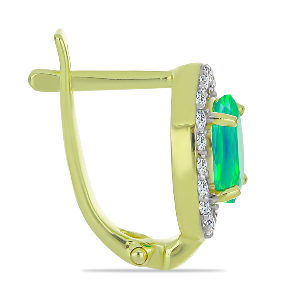 Cercei din Argint 925 Placat cu Aur ( 2.6 grame ) cu Opal Verde Etiopian Lega Dembi și Topaz Alb 1.36 Carate 2 