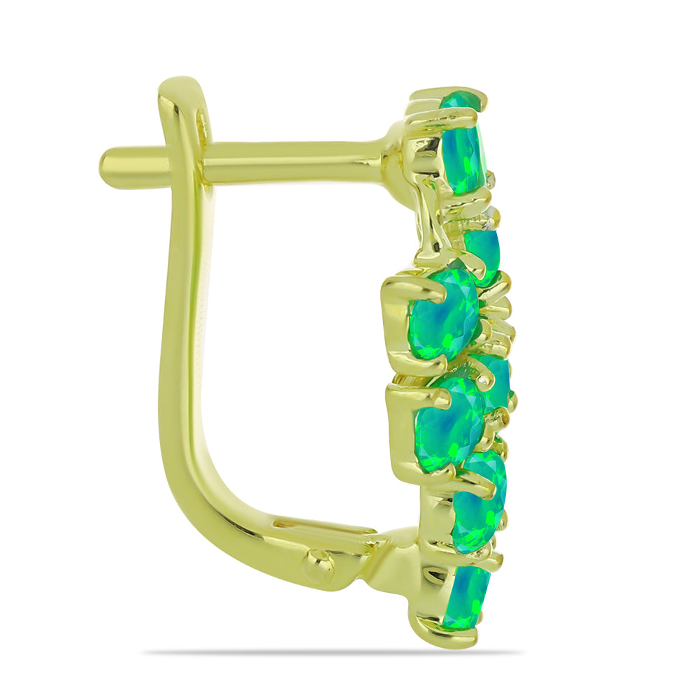 Cercei din Argint 925 Placat cu Aur ( 4.63 grame ) cu Opal Verde Etiopian Lega Dembi 1.64 Carate 2 