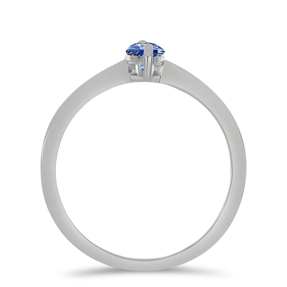 Inel din Argint 925 ( 1.68 grame ) cu Moissanite Albastru Regal cultivat în laborator 0.53 Carate 2 