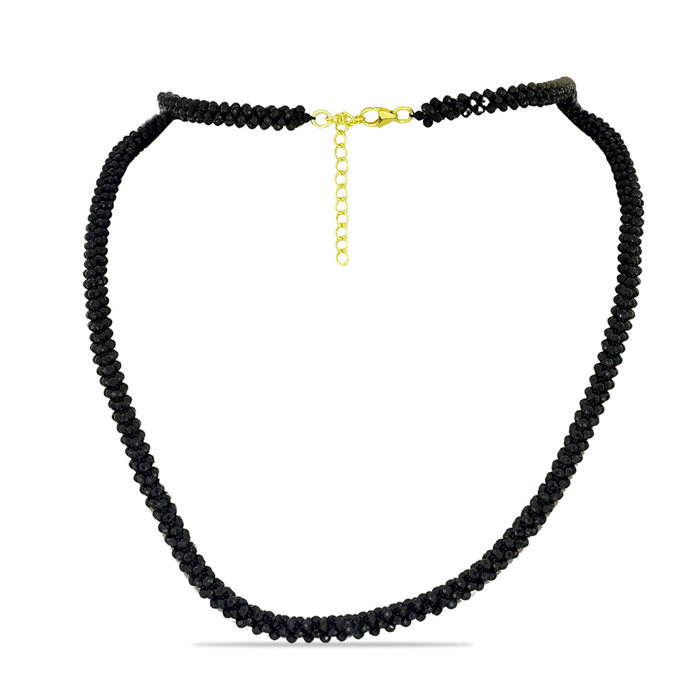 Colier din Argint 925 Placat cu Aur ( 1 grame ) cu Spinel Negru 82.5 Carate 1 