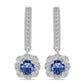 Cercei din Argint 925 ( 3.28 grame ) cu Moissanite Albastru Regal cultivat în laborator și Topaz Alb 1.24 Carate