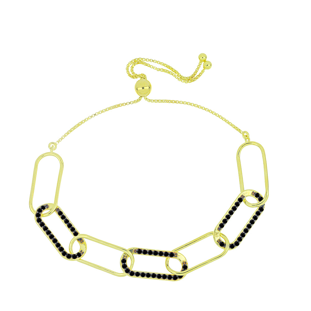 Brățară din Argint 925 Placat cu Aur ( 7.1 grame ) cu Spinel Negru 1.32 Carate