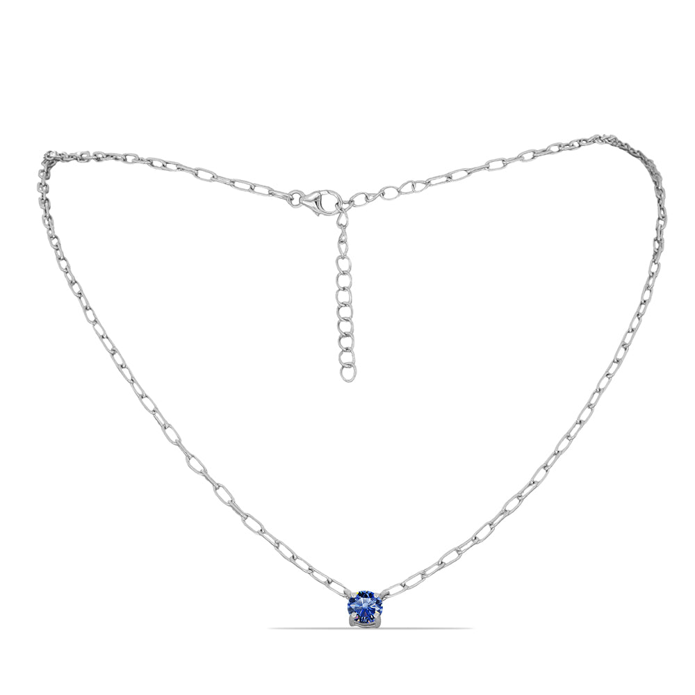 Colier din Argint 925 ( 4.4 grame ) cu Moissanite Albastru Regal cultivat în laborator 0.76 Carate 1 