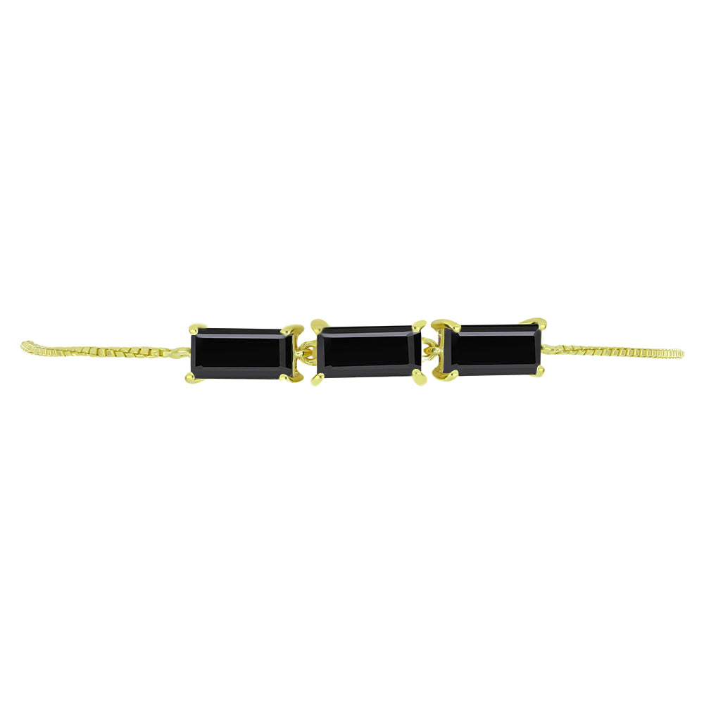 Brățară din Argint 925 Placat cu Aur ( 3.37 grame ) cu Spinel Negru 6.51 Carate 2 