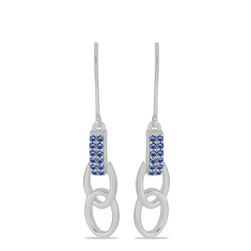 Cercei din Argint 925 ( 3.34 grame ) cu Moissanite Albastru Regal cultivat în laborator 0.18 Carate