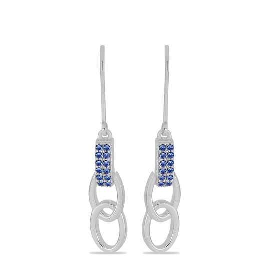 Cercei din Argint 925 ( 3.34 grame ) cu Moissanite Albastru Regal cultivat în laborator 0.18 Carate