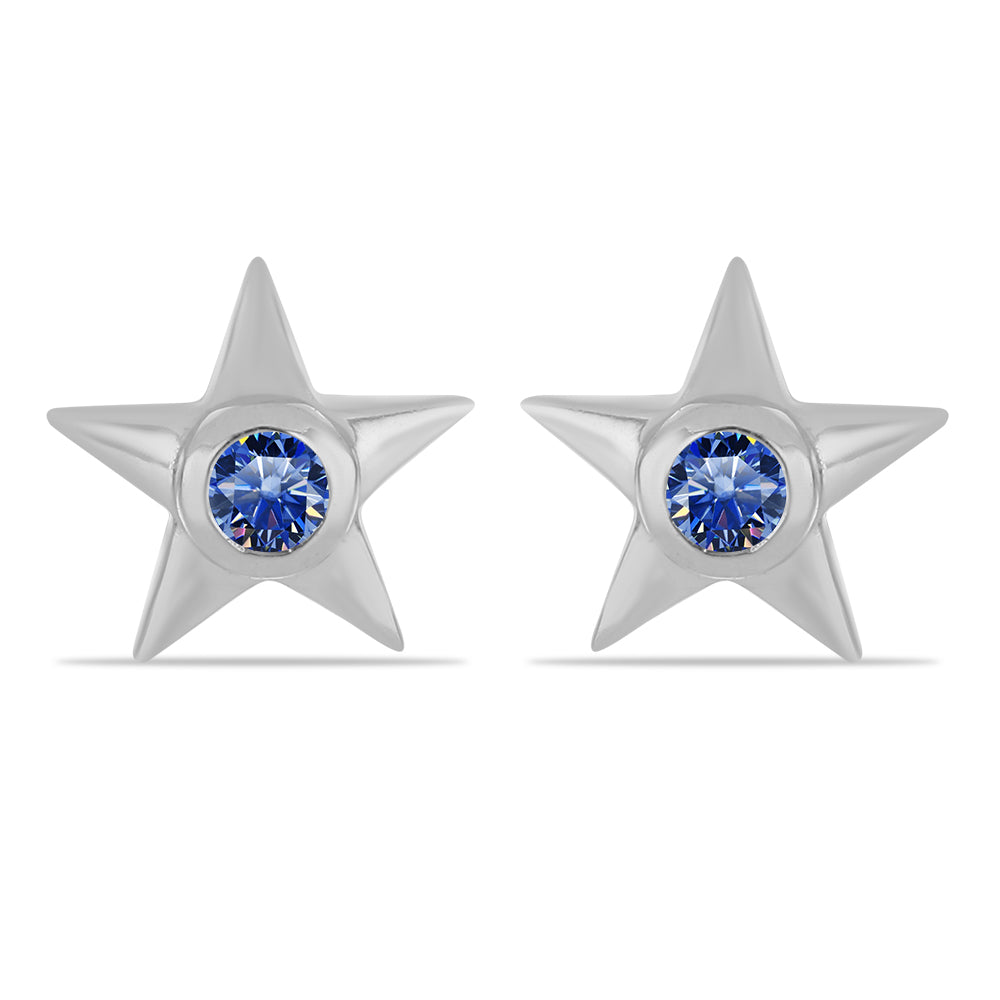 Cercei din Argint 925 ( 1.79 grame ) cu Moissanite Albastru Regal cultivat în laborator 0.21 Carate 1 