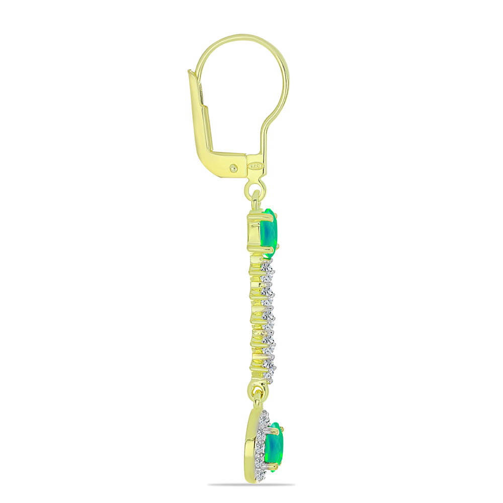 Cercei din Argint 925 Placat cu Aur ( 2.58 grame ) cu Opal Verde Etiopian Lega Dembi și Topaz Alb 1.22 Carate 2 