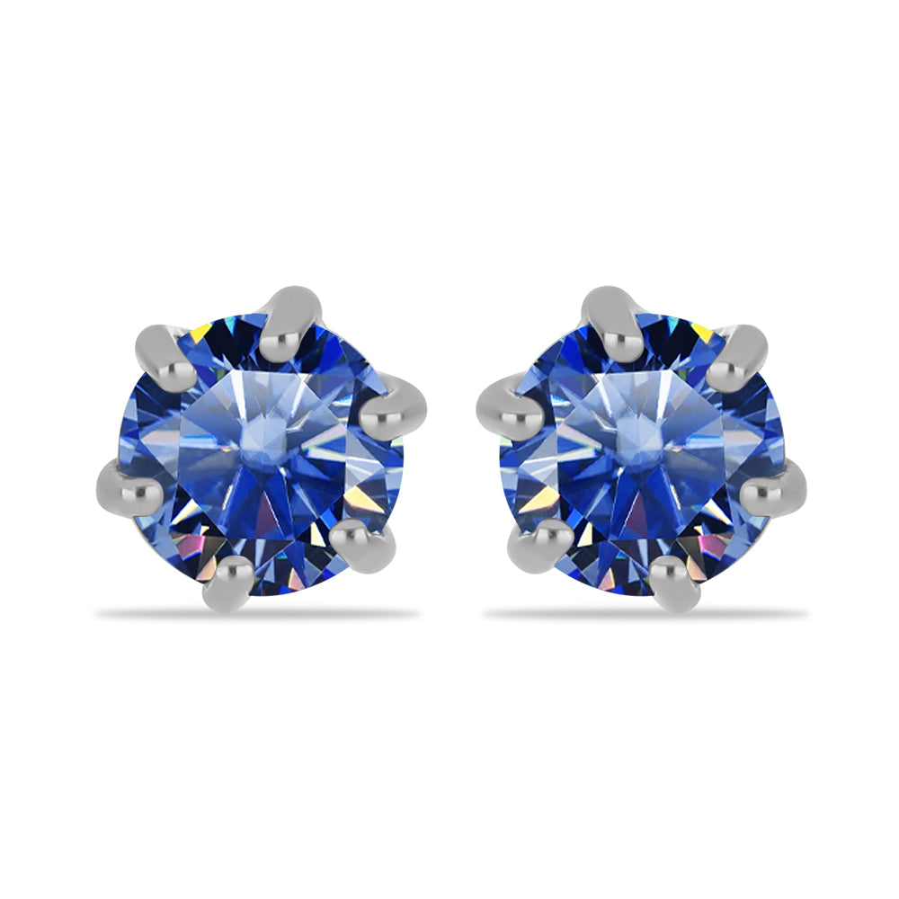 Cercei din Argint 925 ( 0.81 grame ) cu Moissanite Albastru Regal cultivat în laborator 0.88 Carate