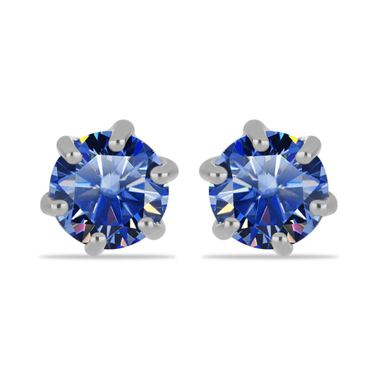 Cercei din Argint 925 ( 0.81 grame ) cu Moissanite Albastru Regal cultivat în laborator 0.88 Carate