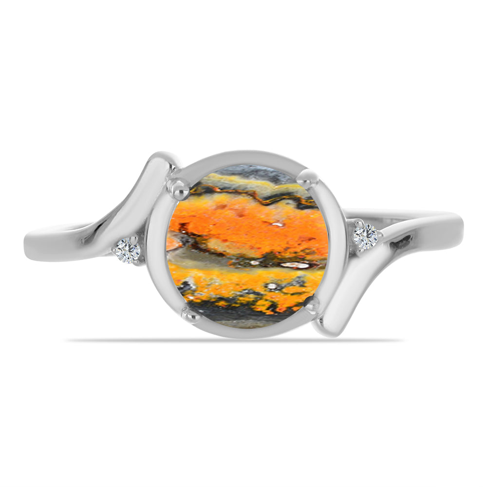 Inel din Argint 925 ( 2.31 grame ) cu Jasp Bumble Bee și Topaz Alb 1.85 Carate 1 