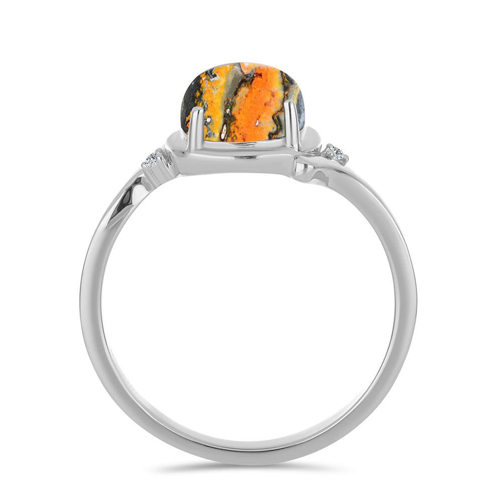 Inel din Argint 925 ( 2.31 grame ) cu Jasp Bumble Bee și Topaz Alb 1.85 Carate