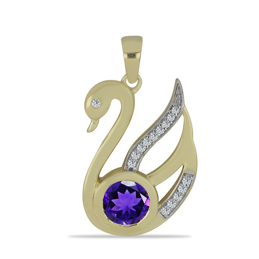 Pandantiv din Argint 925 Placat cu Aur ( 4.4 grame ) cu Ametist Marocan și Topaz Alb 1.39 Carate