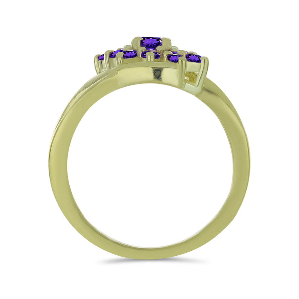 Inel din Argint 925 Placat cu Aur ( 2.67 grame ) cu Ametist Marocan 0.63 Carate 2 