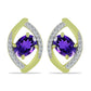 Cercei din Argint 925 Placat cu Aur ( 3.87 grame ) cu Ametist Marocan și Topaz Alb 1.61 Carate