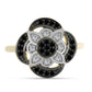Inel din Argint 925 Placat cu Aur ( 3.21 grame ) cu Spinel Negru și Topaz Alb 0.33 Carate