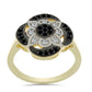 Inel din Argint 925 Placat cu Aur ( 3.21 grame ) cu Spinel Negru și Topaz Alb 0.33 Carate
