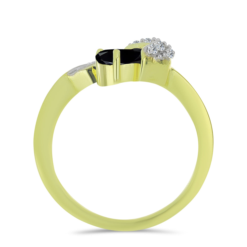 Inel din Argint 925 Placat cu Aur ( 2.94 grame ) cu Spinel Negru și Topaz Alb 0.76 Carate 2 