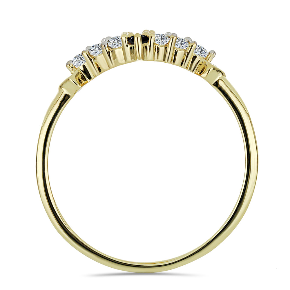 Inel din Argint 925 Placat cu Aur ( 2.07 grame ) cu Spinel Negru și Topaz Alb 0.66 Carate