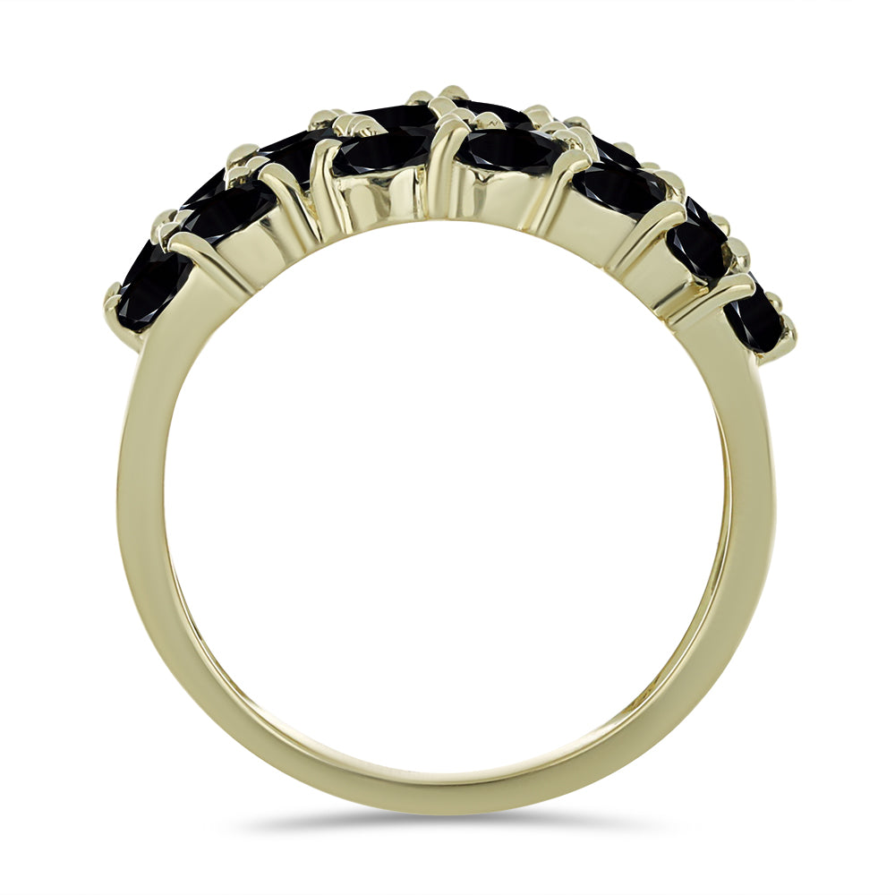 Inel din Argint 925 Placat cu Aur ( 3.55 grame ) cu Spinel Negru și Topaz Alb 5.89 Carate 2 
