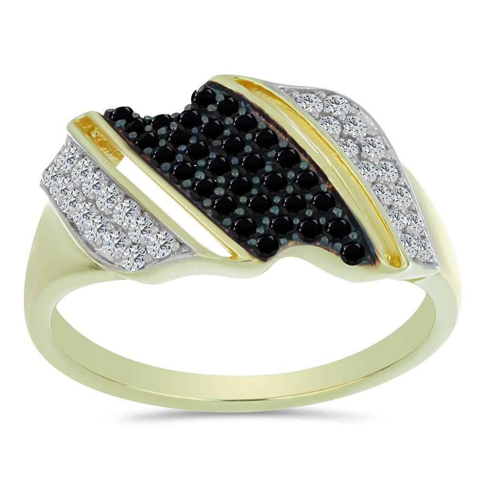 Inel din Argint 925 Placat cu Aur ( 2.94 grame ) cu Spinel Negru și Topaz Alb 0.6 Carate