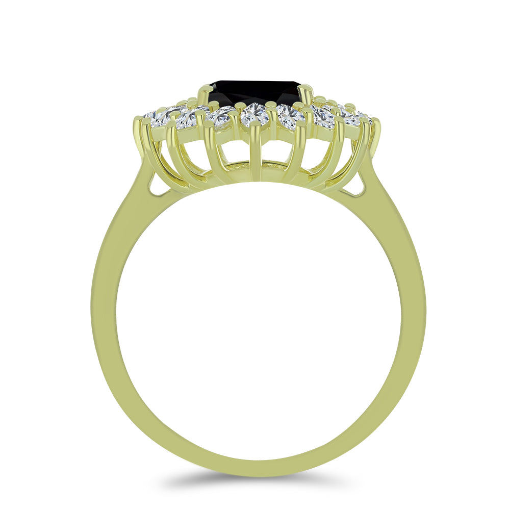 Inel din Argint 925 Placat cu Aur ( 3.79 grame ) cu Spinel Negru și Topaz Alb 3.69 Carate