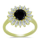Inel din Argint 925 Placat cu Aur ( 3.79 grame ) cu Spinel Negru și Topaz Alb 3.69 Carate