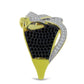 Inel din Argint 925 Placat cu Aur ( 9.37 grame ) cu Spinel Negru și Topaz Alb 1.37 Carate