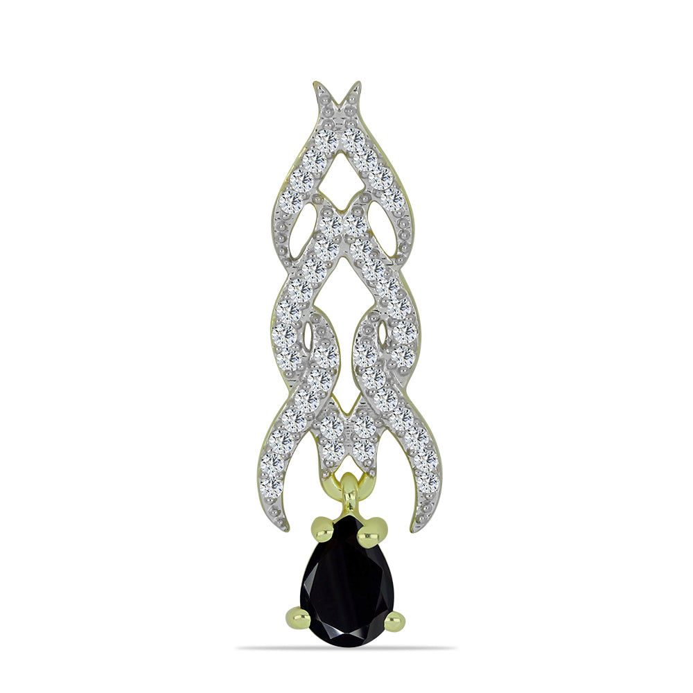 Pandantiv din Argint 925 Placat cu Aur ( 1.7 grame ) cu Spinel Negru și Topaz Alb 0.92 Carate