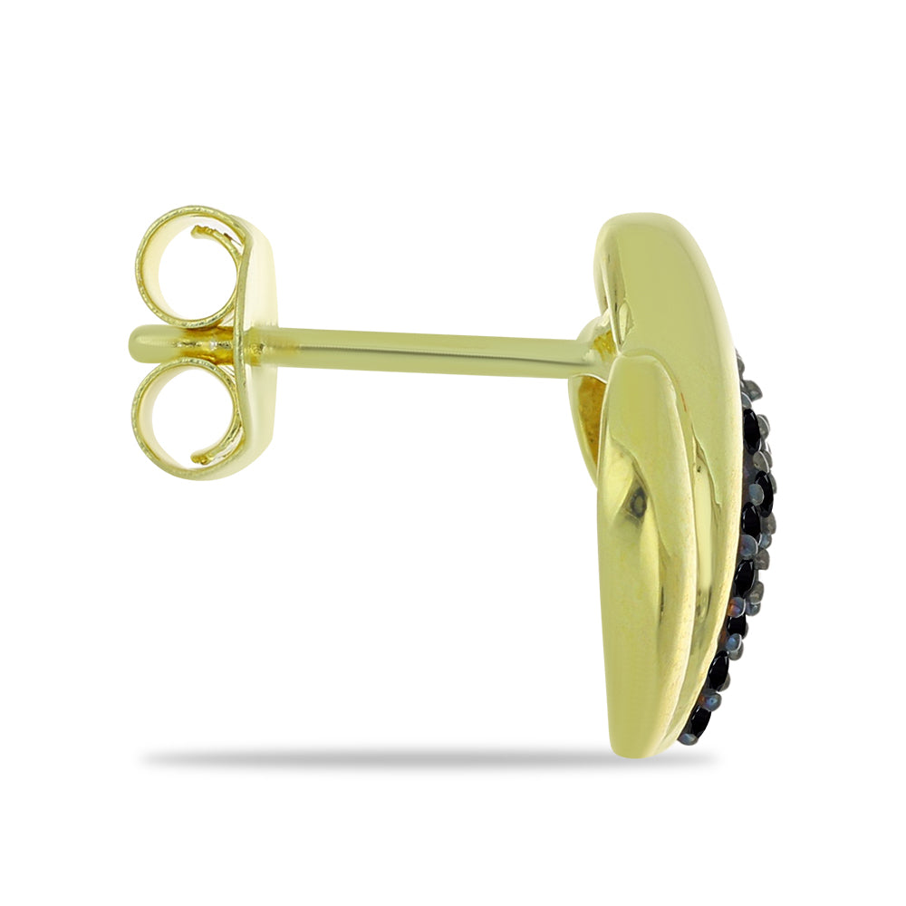 Cercei din Argint 925 Placat cu Aur ( 3.35 grame ) cu Spinel Negru 0.48 Carate 2 