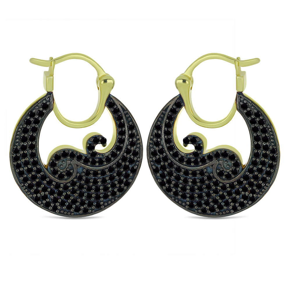 Cercei din Argint 925 Placat cu Aur ( 5.27 grame ) cu Spinel Negru 1.71 Carate