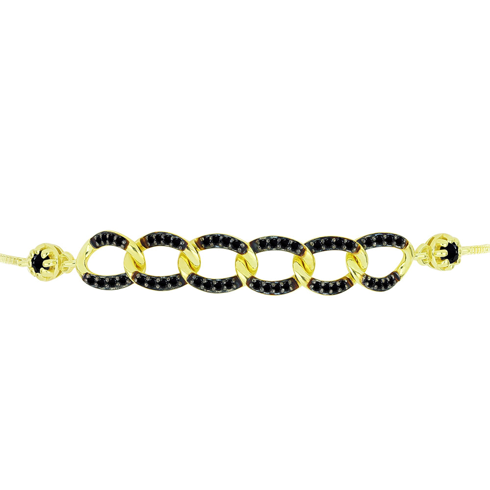 Brățară din Argint 925 Placat cu Aur ( 4.28 grame ) cu Spinel Negru 0.74 Carate 2 