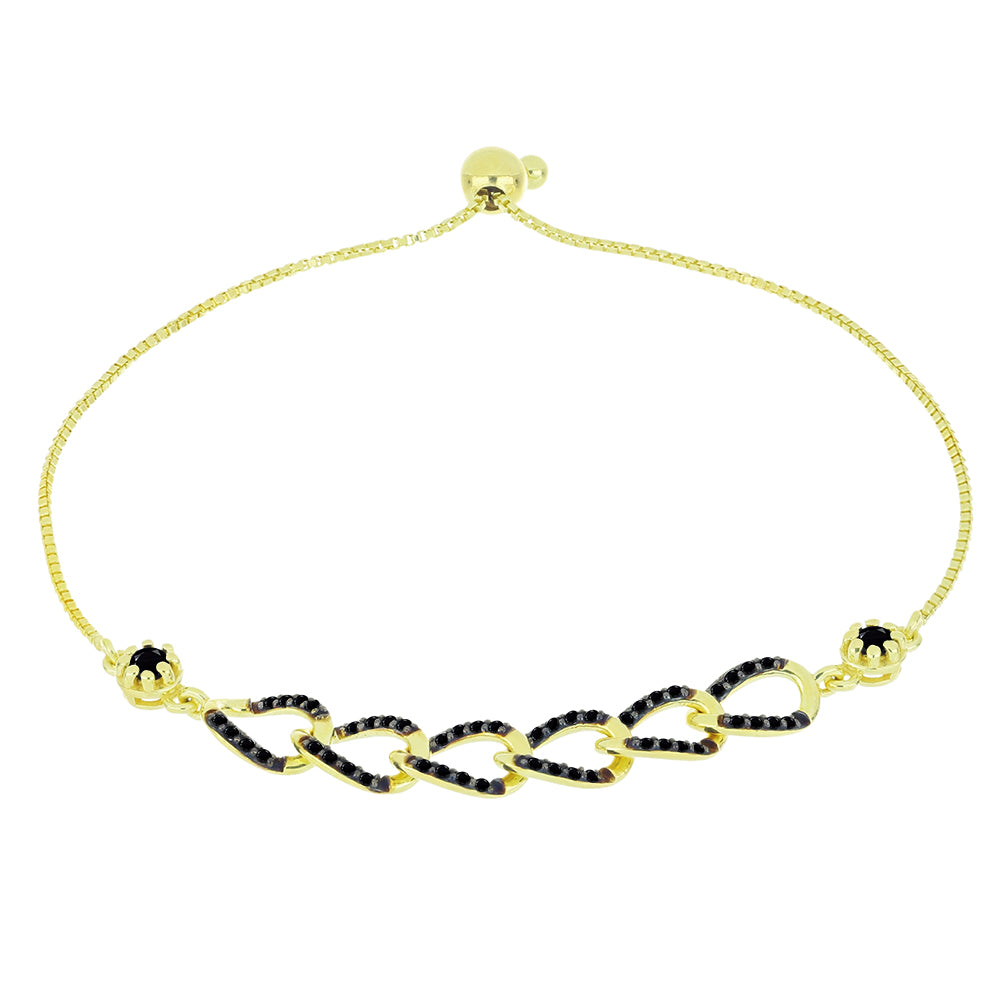 Brățară din Argint 925 Placat cu Aur ( 4.28 grame ) cu Spinel Negru 0.74 Carate 1 