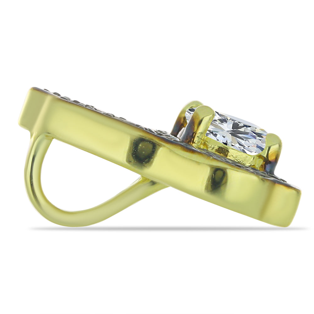 Pandantiv din Argint 925 Placat cu Aur ( 1.81 grame ) cu Spinel Negru și Topaz Alb 0.79 Carate