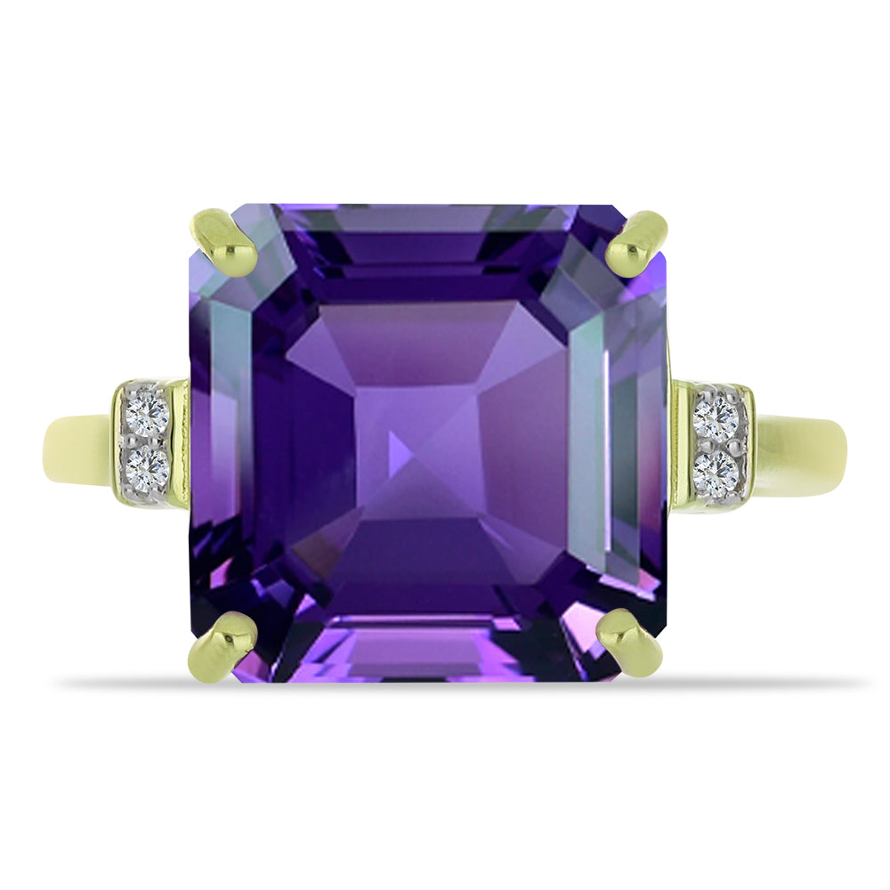 Inel din Argint 925 Placat cu Aur ( 2.64 grame ) cu Ametist Marocan și Topaz Alb 6.77 Carate 1 