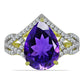 Inel din Argint 925 Placat cu Aur ( 3.58 grame ) cu Ametist Marocan și Topaz Alb 5.16 Carate