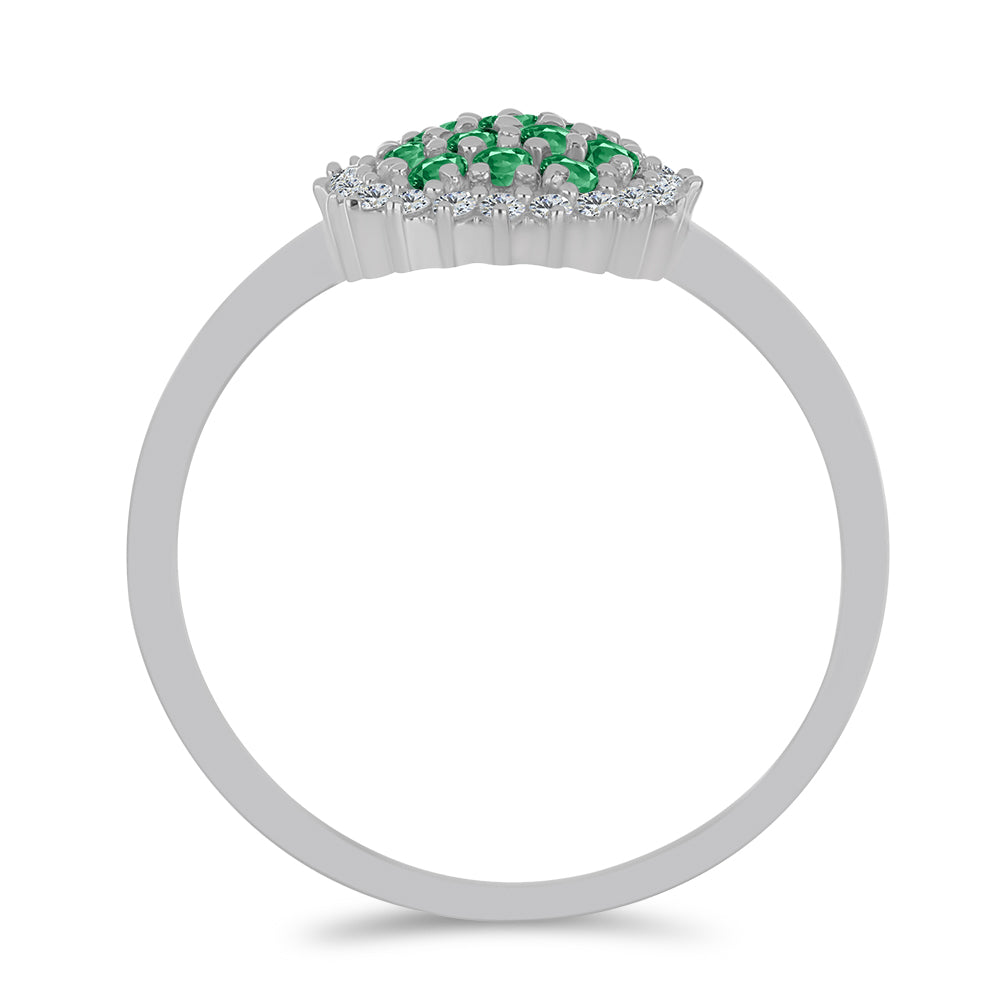 Inel din Argint 925 ( 1.93 grame ) cu Alexandrit Natural și Topaz Alb 0.63 Carate 2 