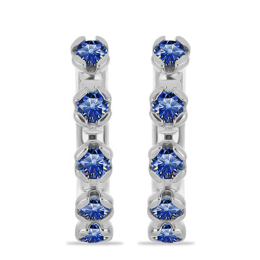 Cercei din Argint 925 ( 4.52 grame ) cu Moissanite Albastru Regal cultivat în laborator 1.05 Carate