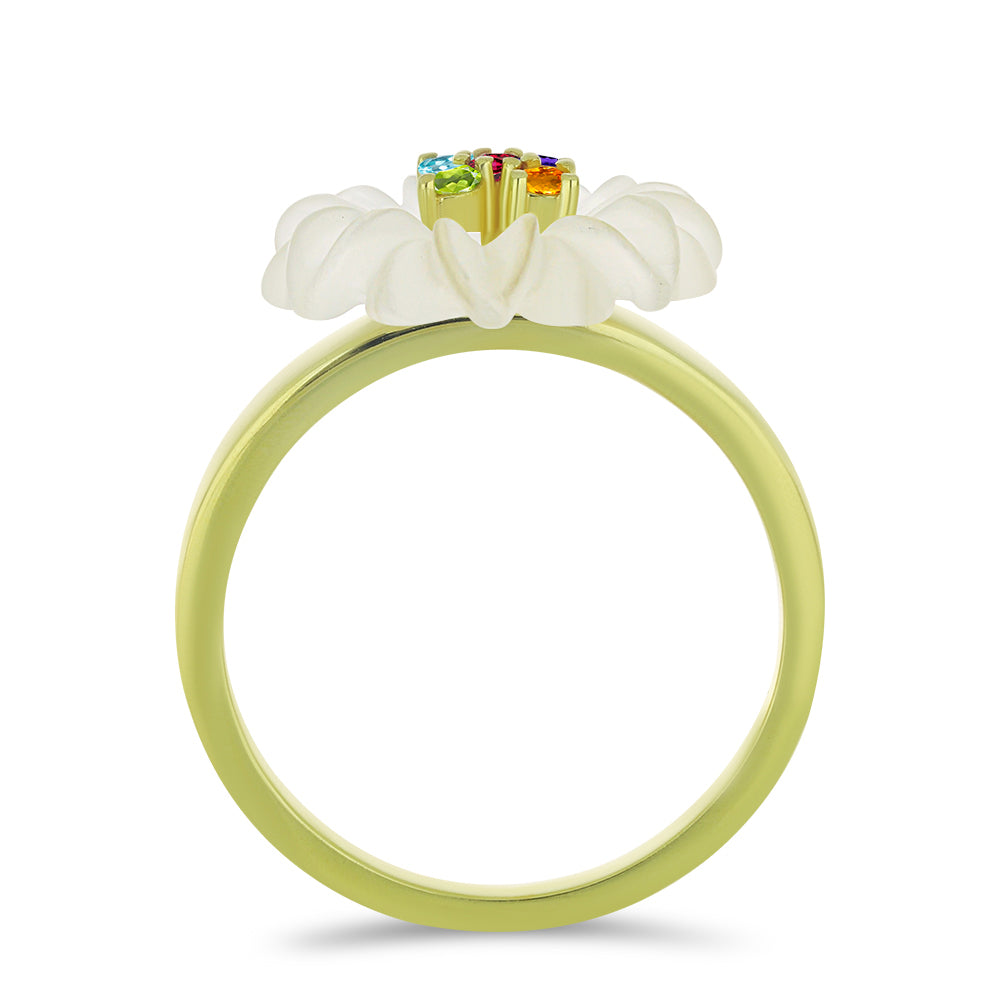 Inel din Argint 925 Placat cu Aur ( 3.17 grame ) cu Agat Alb și Ametist Marocan 5.49 Carate