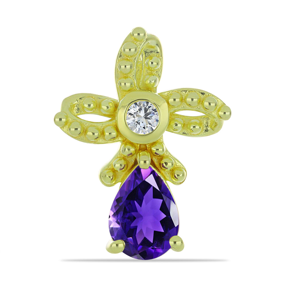 Cercei din Argint 925 Placat cu Aur ( 4.01 grame ) cu Ametist Marocan și Topaz Alb 1.43 Carate 1 