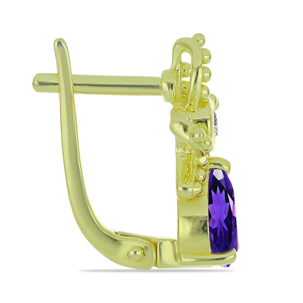 Cercei din Argint 925 Placat cu Aur ( 4.01 grame ) cu Ametist Marocan și Topaz Alb 1.43 Carate