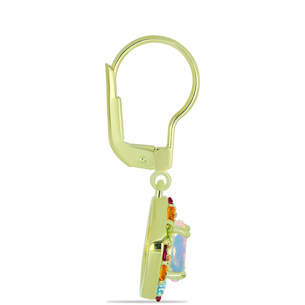 Cercei din Argint 925 Placat cu Aur ( 2.6 grame ) cu Opal Welo și Turmalină Chakra 1.98 Carate