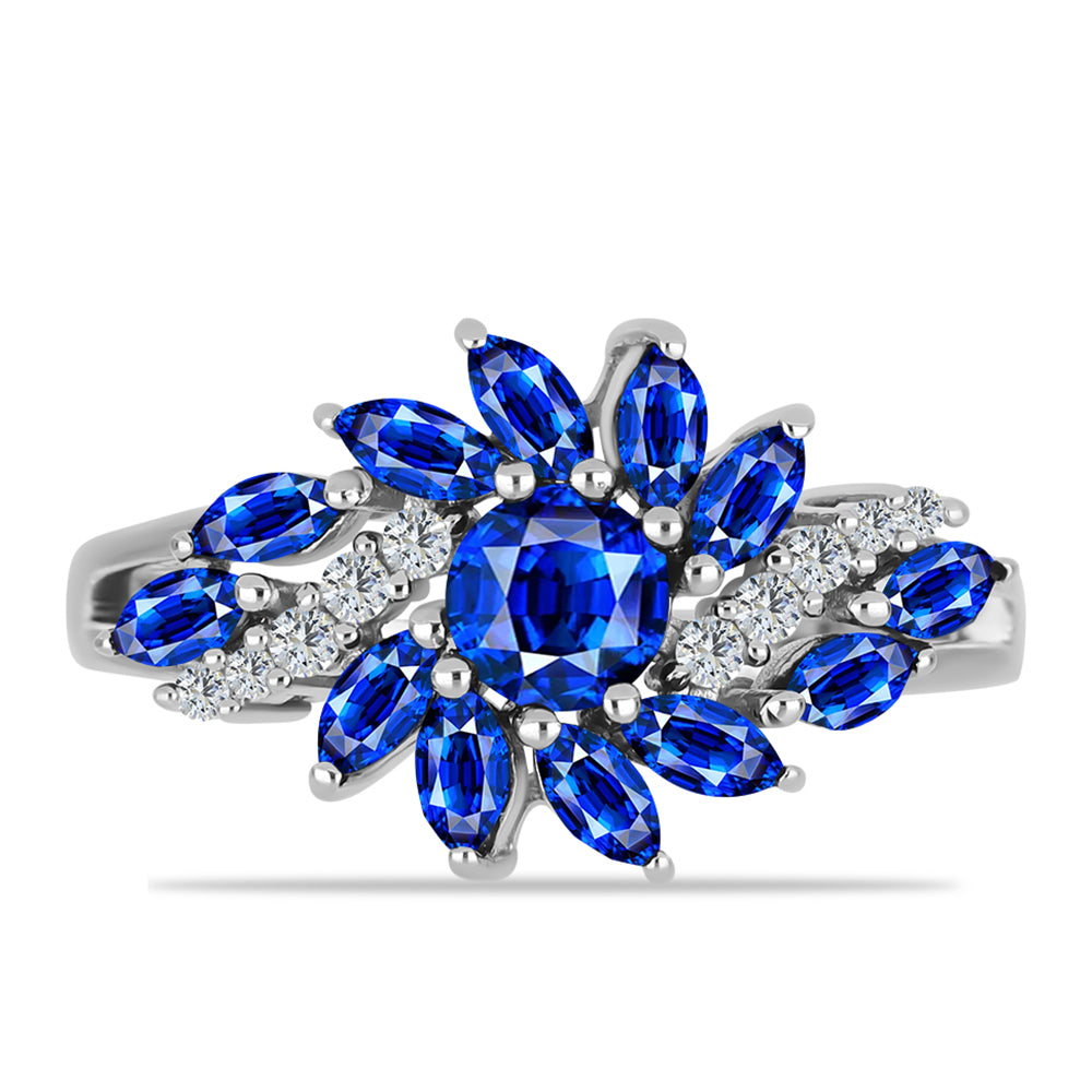 Inel din Argint 925 ( 2.93 grame ) cu Safir Albastru Australian și Topaz Alb 2.34 Carate 1 